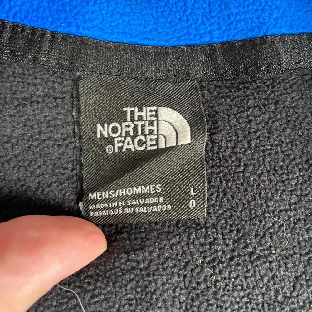 The North Face TKA Glacier Snap-Neck Pullover Mens L Blue Black Fleece Outdoors